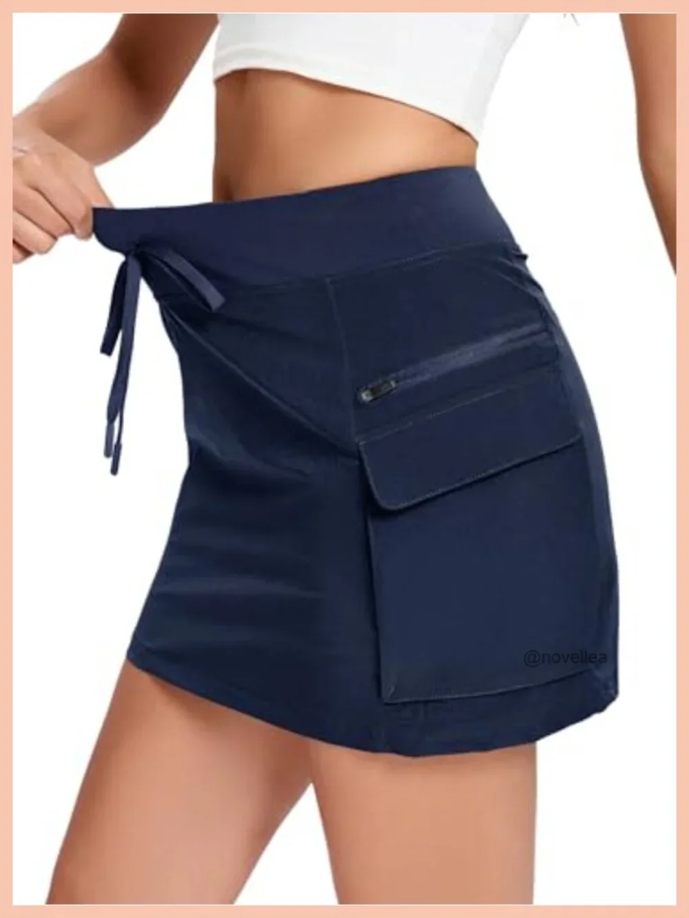Women's Cargo Skort with Zipper Pockets High Waisted Golf Hiking Athletic Skirt